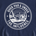 Over Par & Under The Influence Sweatshirt, print close-up on Navy