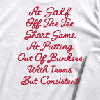 Terrible At A Lot Tee, print close-up on White
