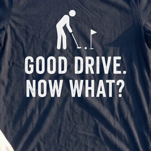 Good Drive Now What Tee, print close-up on Navy