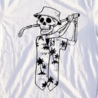 Tropical Skeleton Long Sleeve Tee, print close-up on White