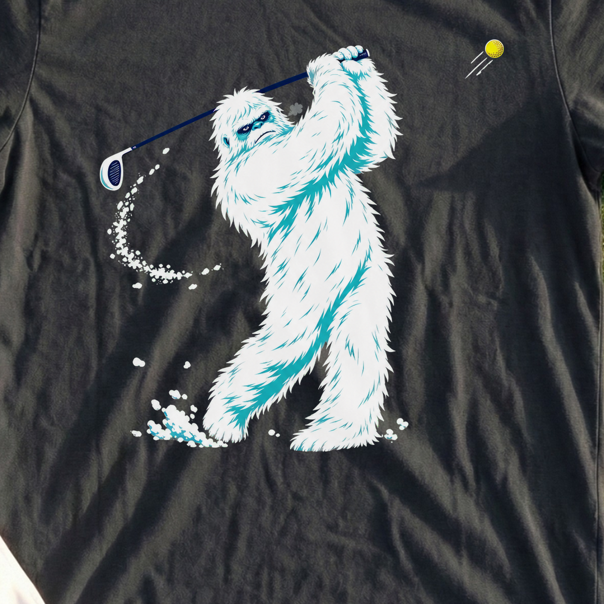 Yeti Snow Plow Swing Tee, print close-up on Black