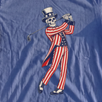 Yankee Doodle Swing Premium Tee, print close-up on Mystic Blue