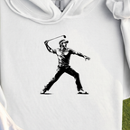 Angry Golfer Hoodie, print close-up on White