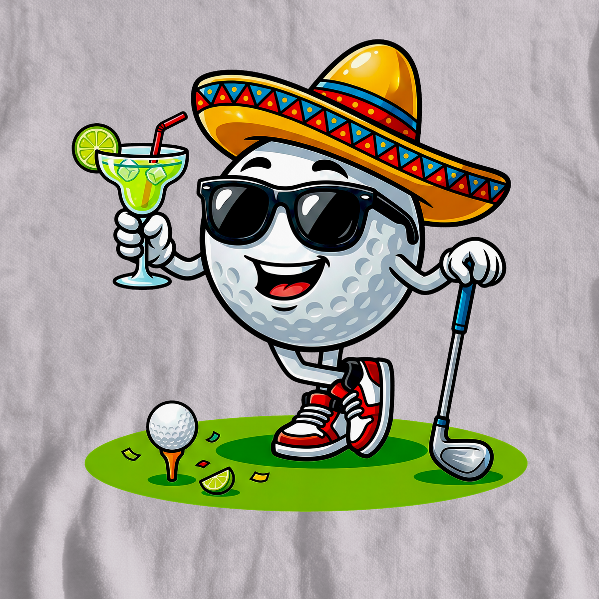Cinco De Mayo Ball Sweatshirt, print close-up on Sport Grey