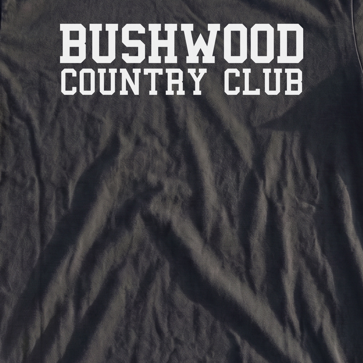 Bushwood Country Club Varsity Heavyweight Tee, print close-up on Moss