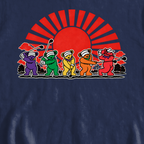 Golf Swing Bears Red Sun Sweatshirt, print close-up on Navy