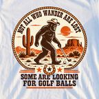 Not All Who Wander Are Lost Rodeo Tee, print close-up on White