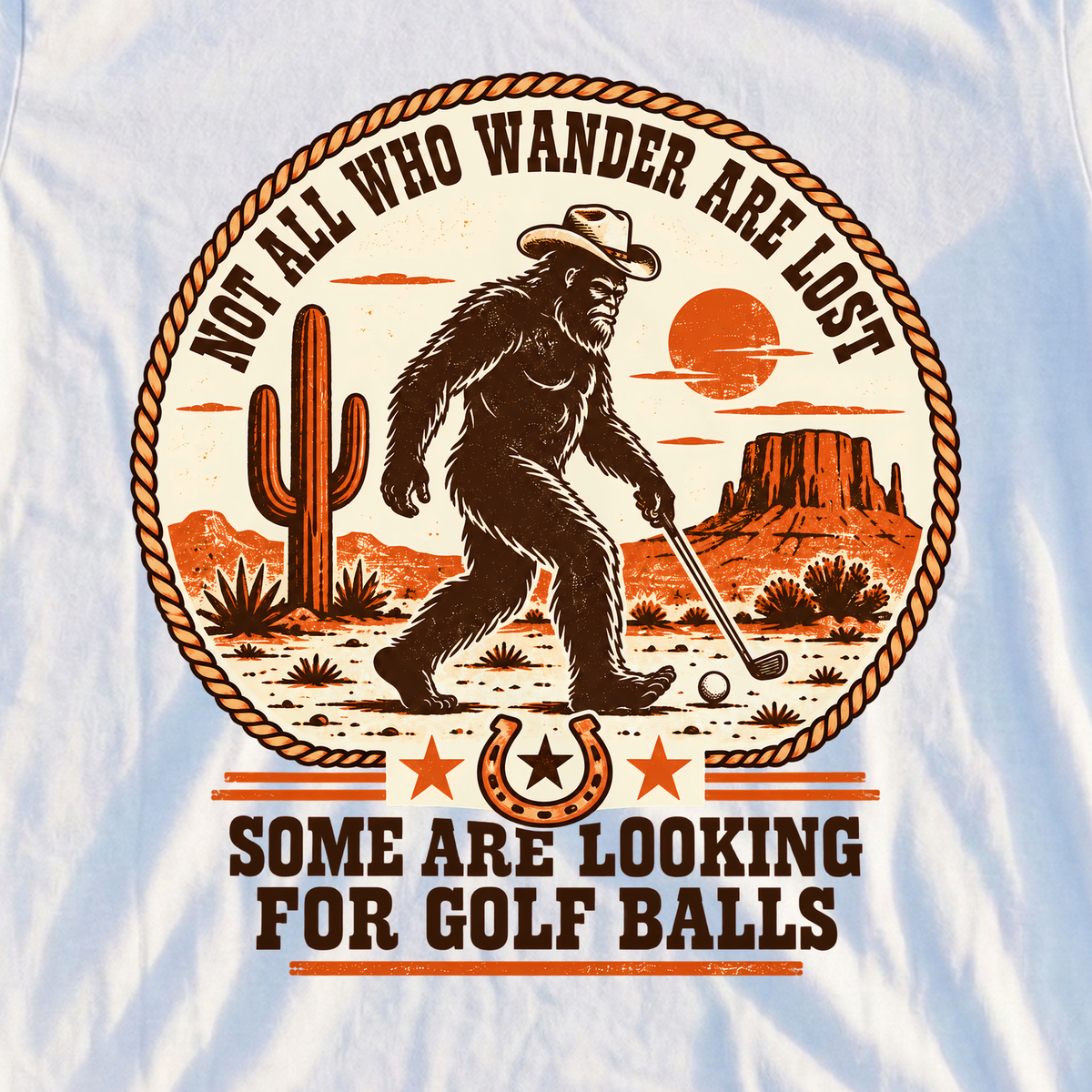 Not All Who Wander Are Lost Rodeo Tee, print close-up on White