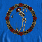 Rose Skeleton Crest Sweatshirt, print close-up on Royal