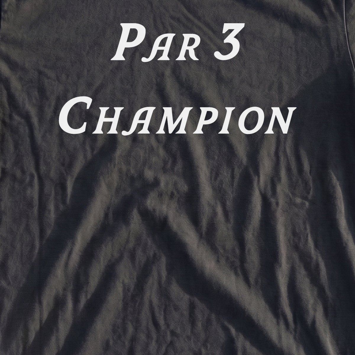 Par 3 Champion Heavyweight Tee, print close-up on Black
