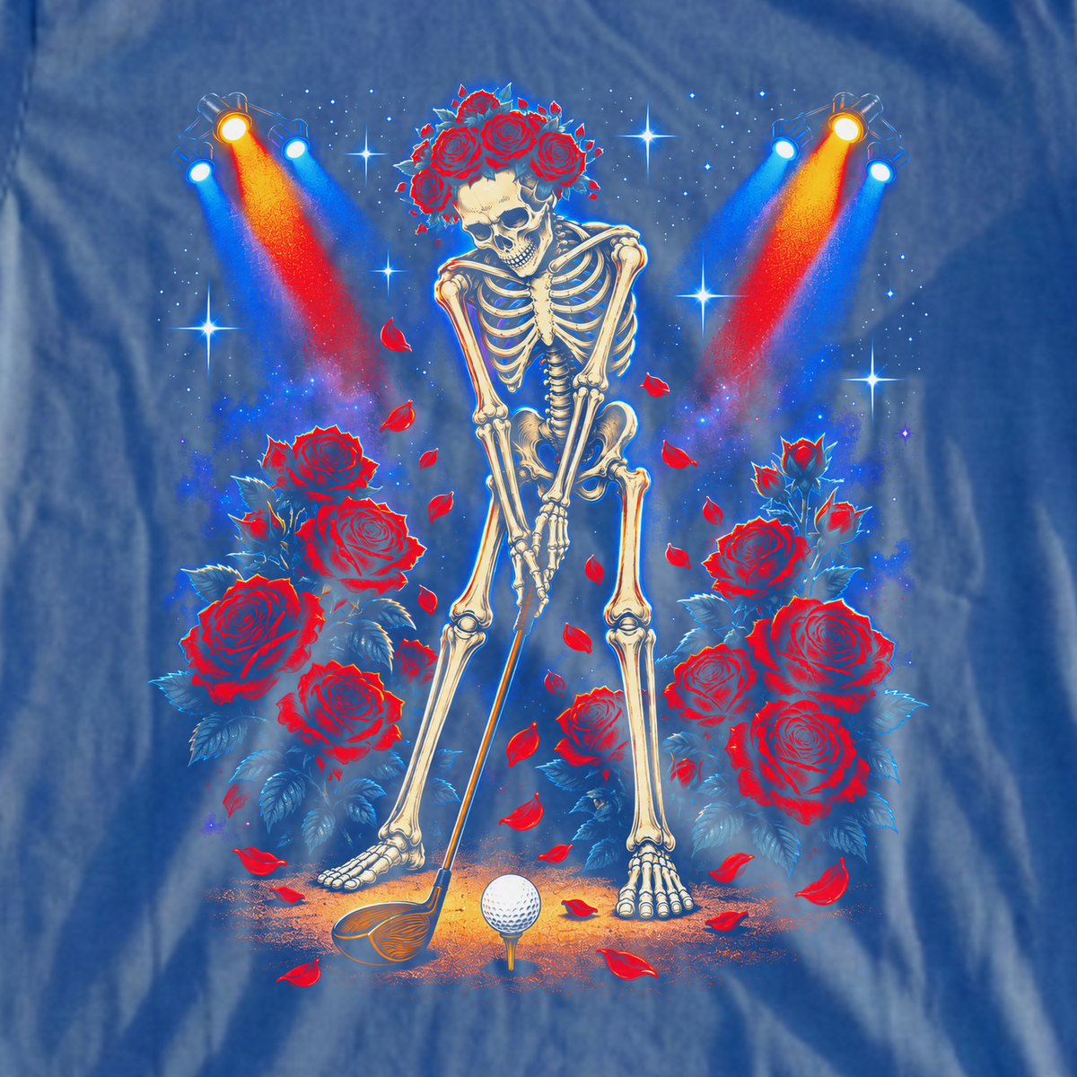 Eternal Drive Rock Tour Tee, print close-up on Royal