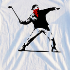 Club Thrower Red Bandana Tee, print close-up on White