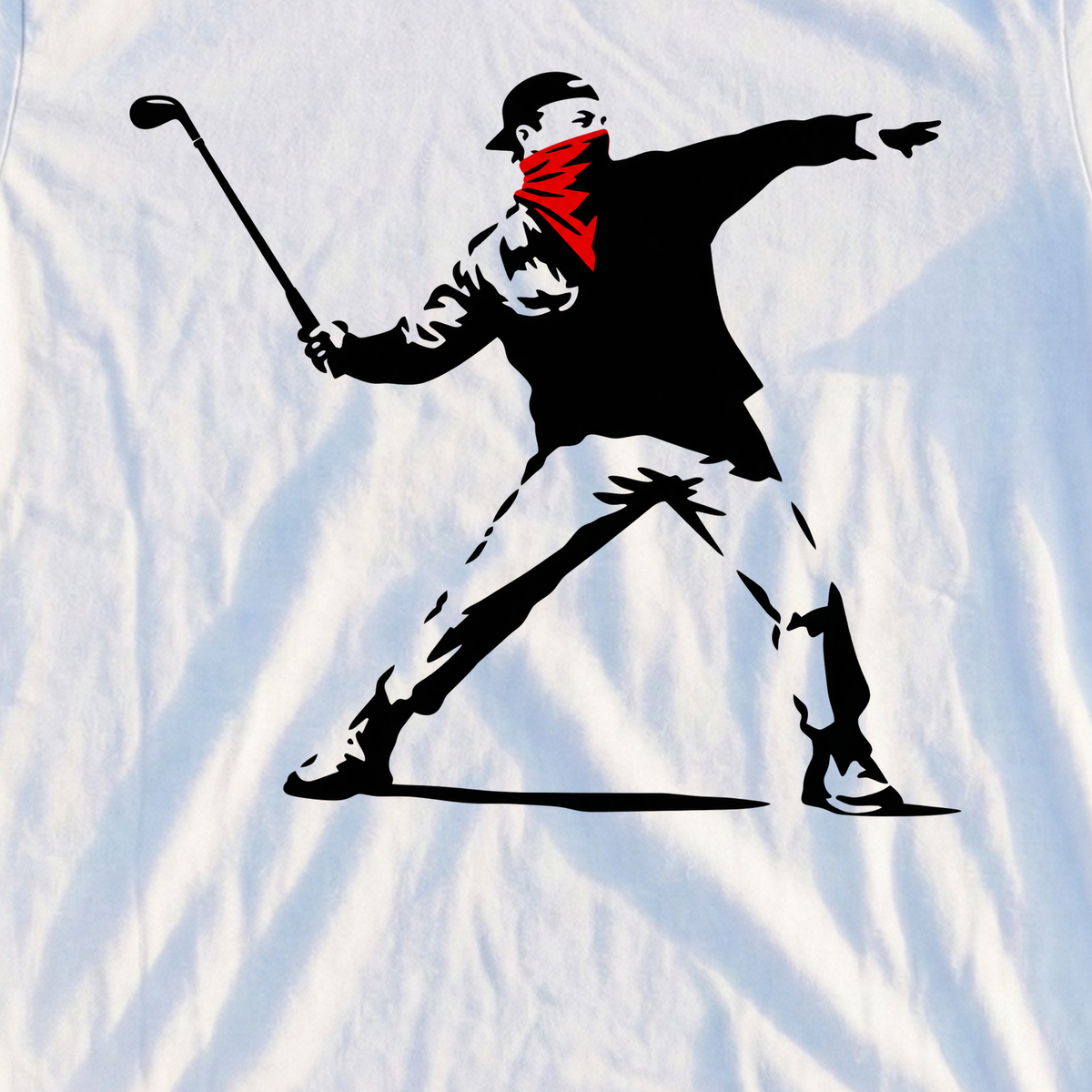 Club Thrower Red Bandana Tee, print close-up on White