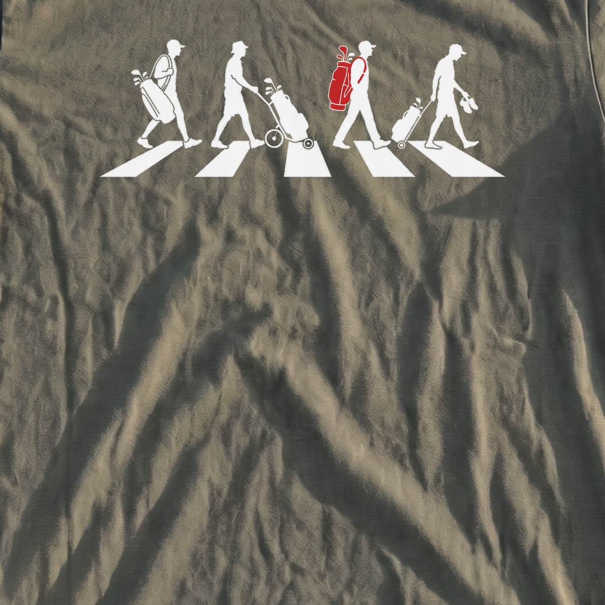 The Crossing Heavyweight Tee, print close-up on Moss