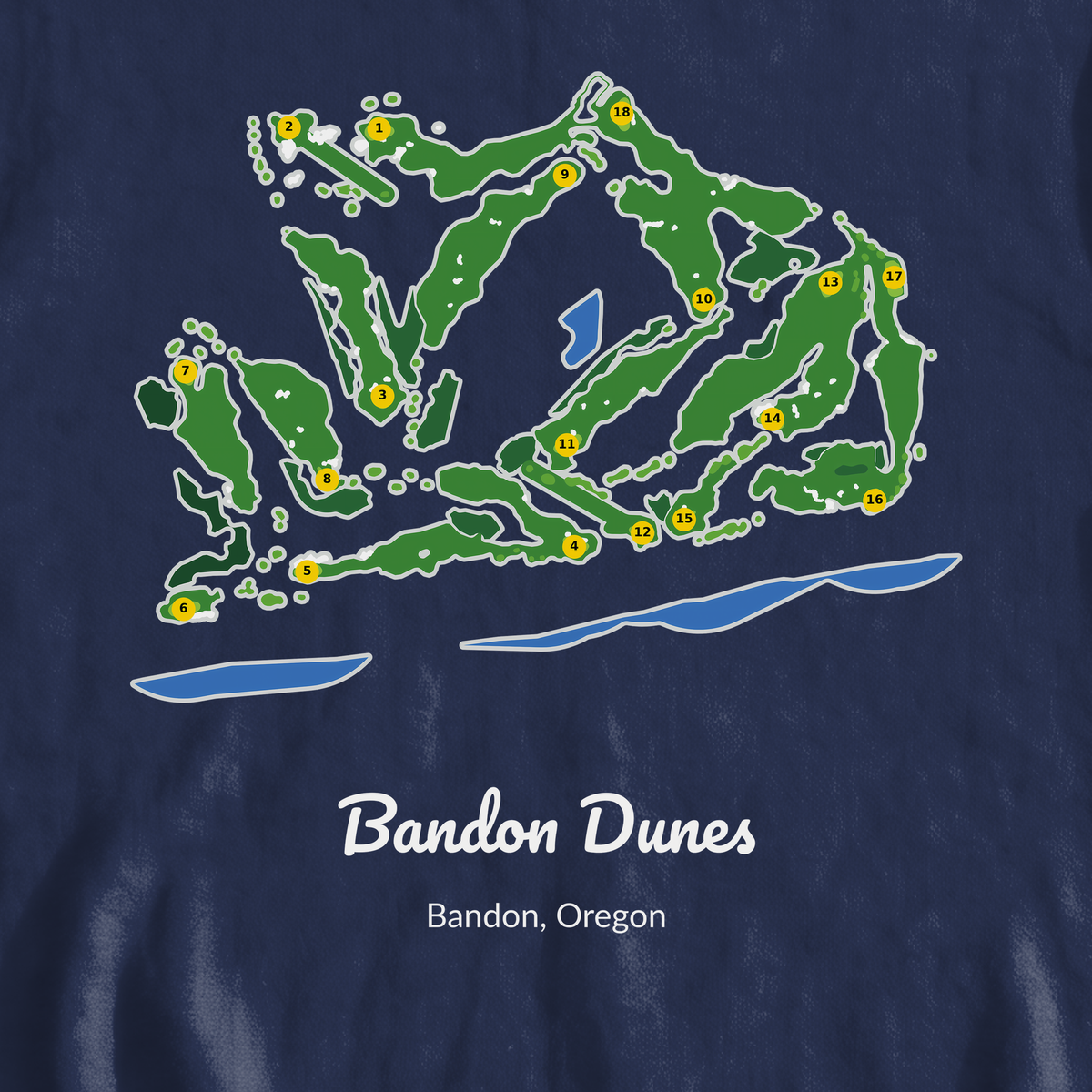 Bandon Dunes Course Map Sweatshirt, print close-up on Navy