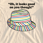 Looks Good On You Though Premium Tee, print close-up on Ivory