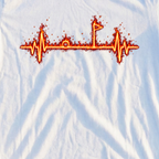 Flag EKG Fire Tee, print close-up on White