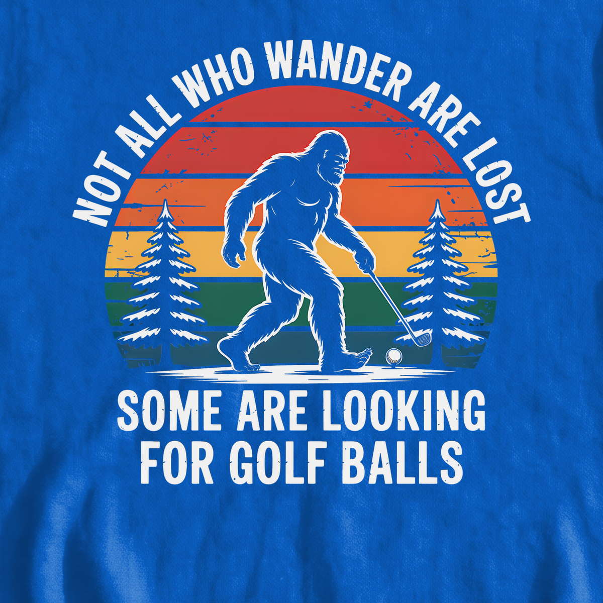 Wandering Sasquatch Sweatshirt, print close-up on Royal