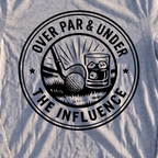 Over Par & Under The Influence Long Sleeve Tee, print close-up on Sport Grey