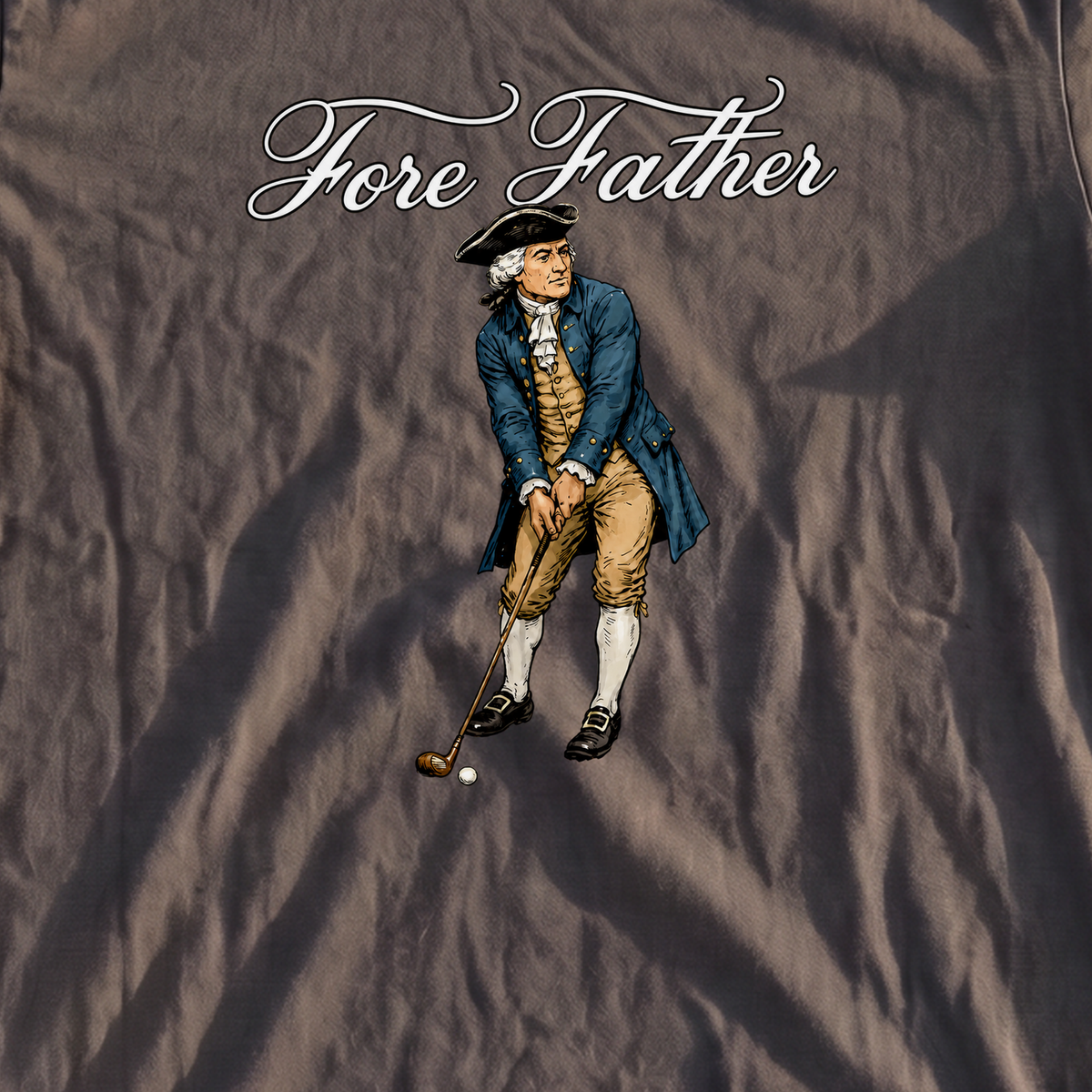 Fore Father Heavyweight Tee, print close-up on Pepper