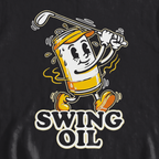 Swing Oil Beer Can Sweatshirt, print close-up on Black