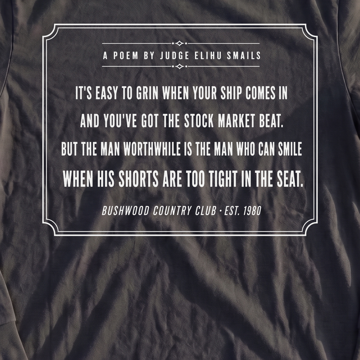 Judge Smails Poem Long Sleeve Tee, print close-up on Black