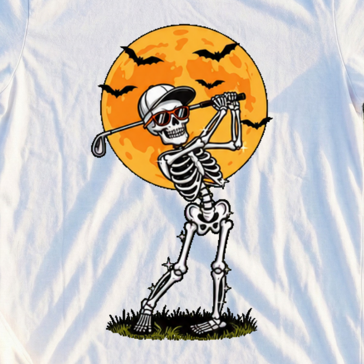 Full Moon Backswing Tee, print close-up on White