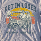 Get In Loser Retro Long Sleeve Tee, print close-up on Sport Grey