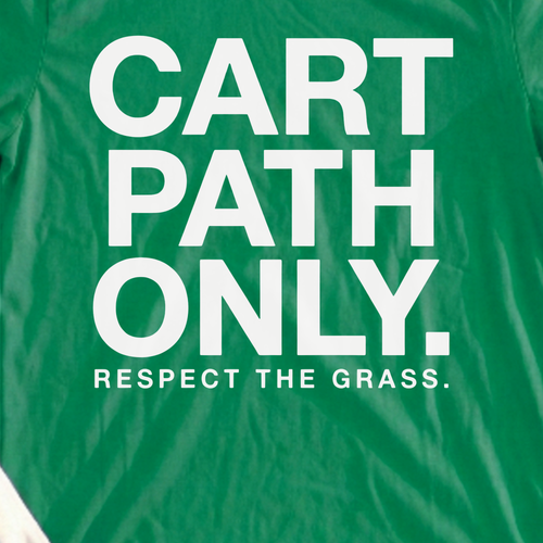 Respect The Grass Tee, print close-up on Irish Green