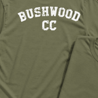 Bushwood CC Back Print Tee, print close-up on Military Green