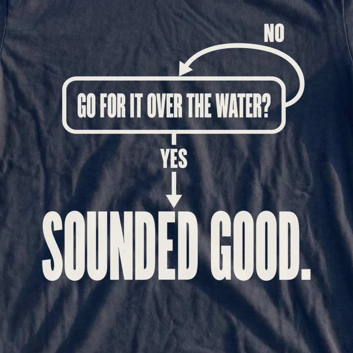Sounded Good Flowchart Tee, print close-up on Navy