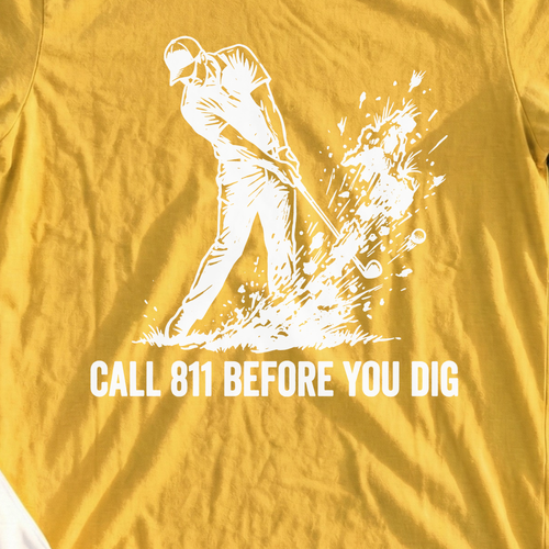 Call 811 Before You Dig Tee, print close-up on Daisy