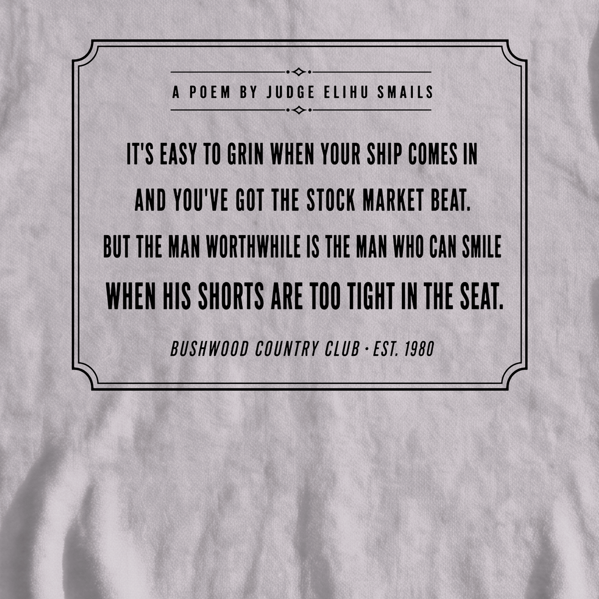 Judge Smails Poem Sweatshirt, print close-up on Sport Grey