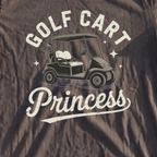 Golf Cart Princess Premium Tee, print close-up on Pepper