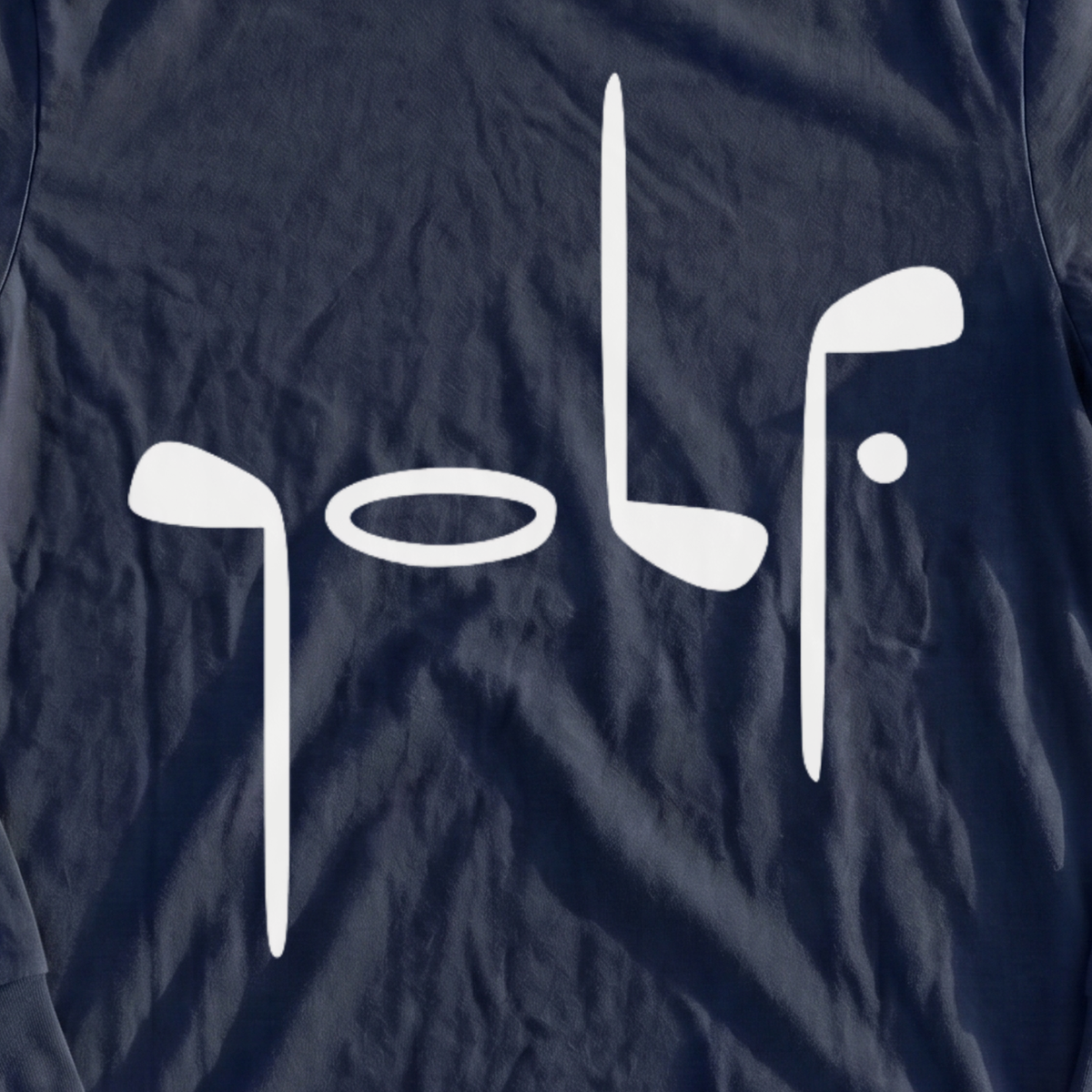 Golf Club Type Long Sleeve Tee, print close-up on Navy