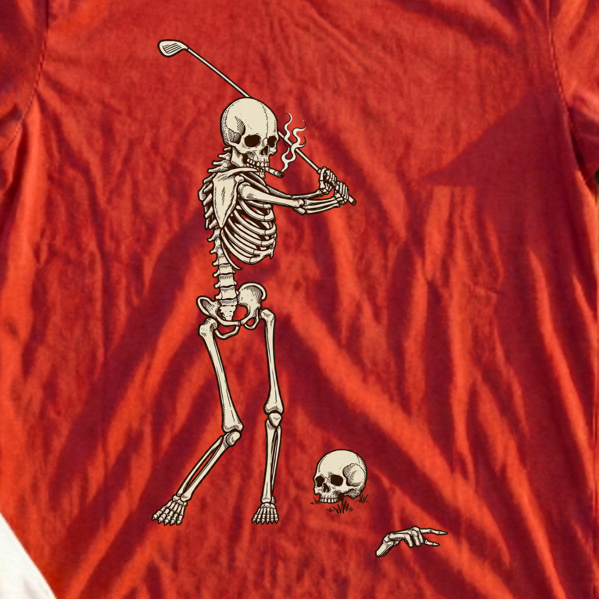 One Last Round Tee, print close-up on Red