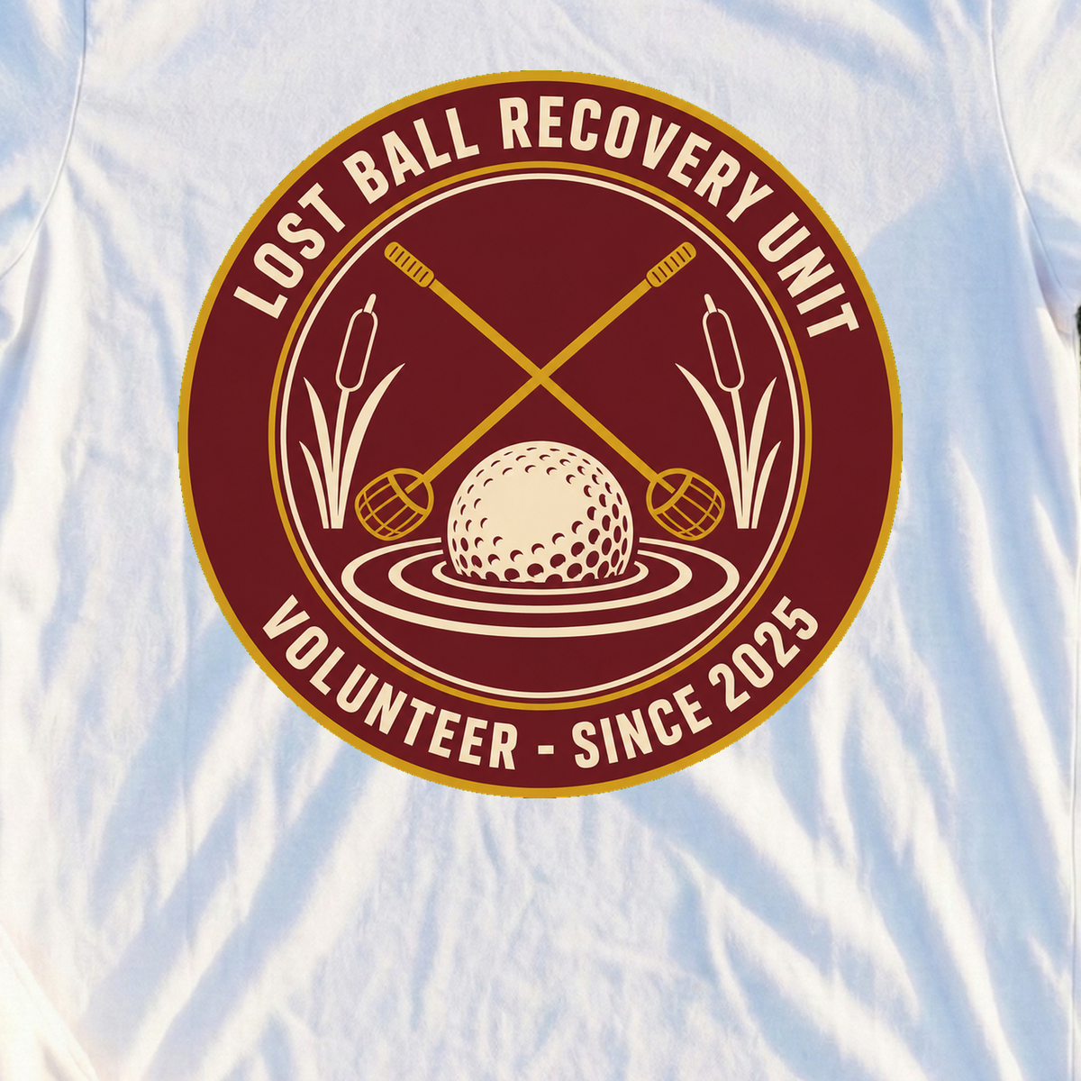 Lost Ball Recovery Unit Tee, print close-up on White