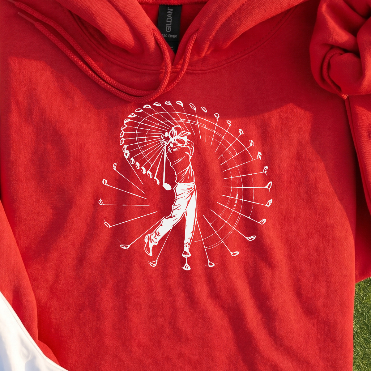 Pure Swing Hoodie, print close-up on Red