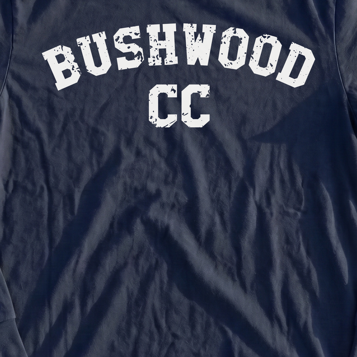 Bushwood CC Long Sleeve Tee, print close-up on Navy