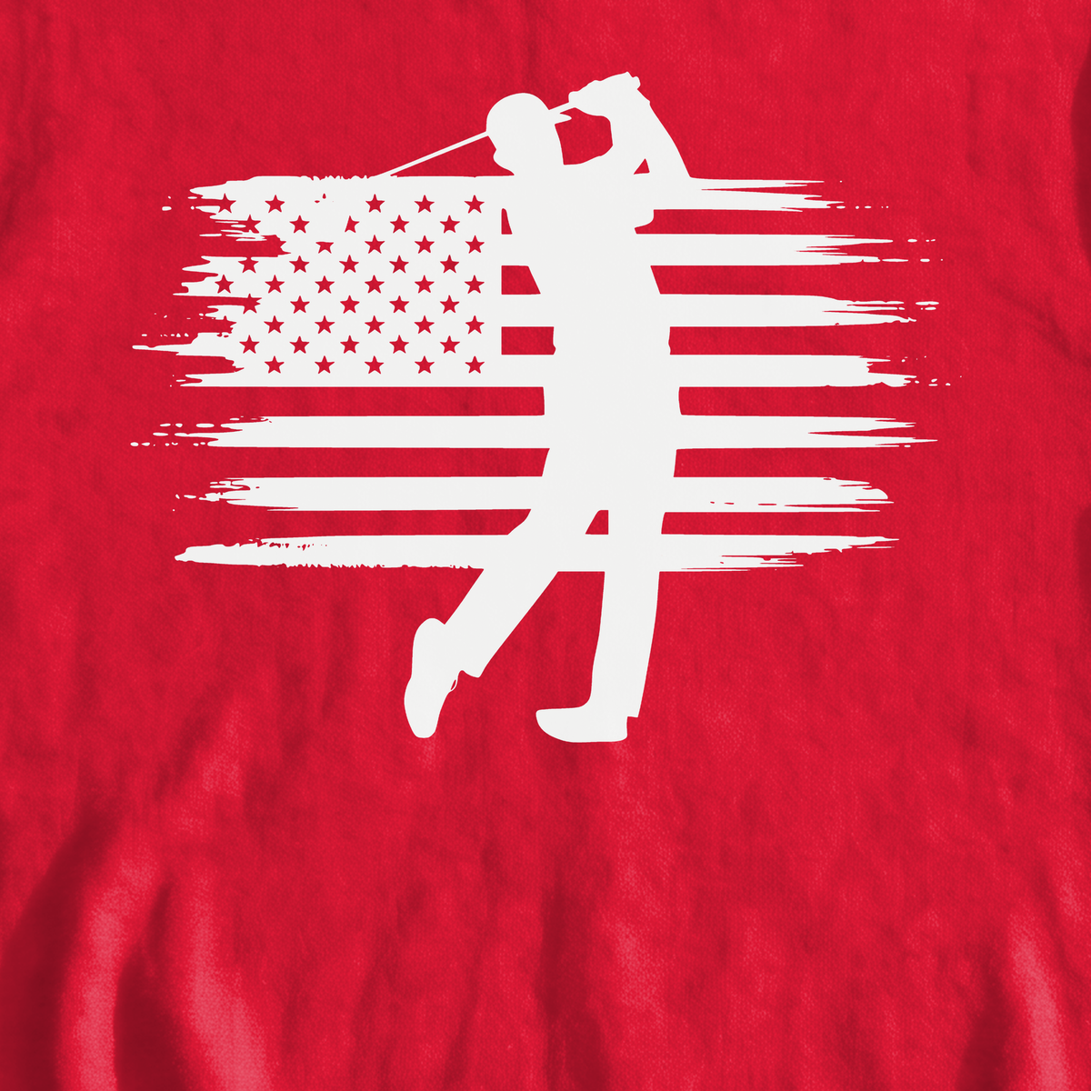 USA Flag Golfer Sweatshirt, print close-up on Red