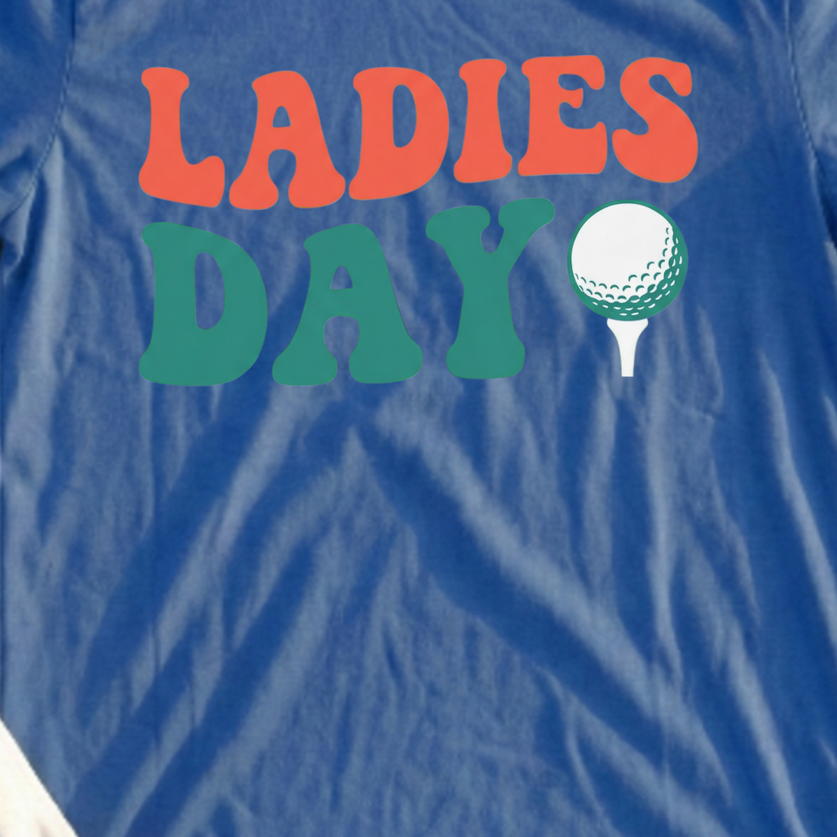 Ladies Day Tee, print close-up on Royal