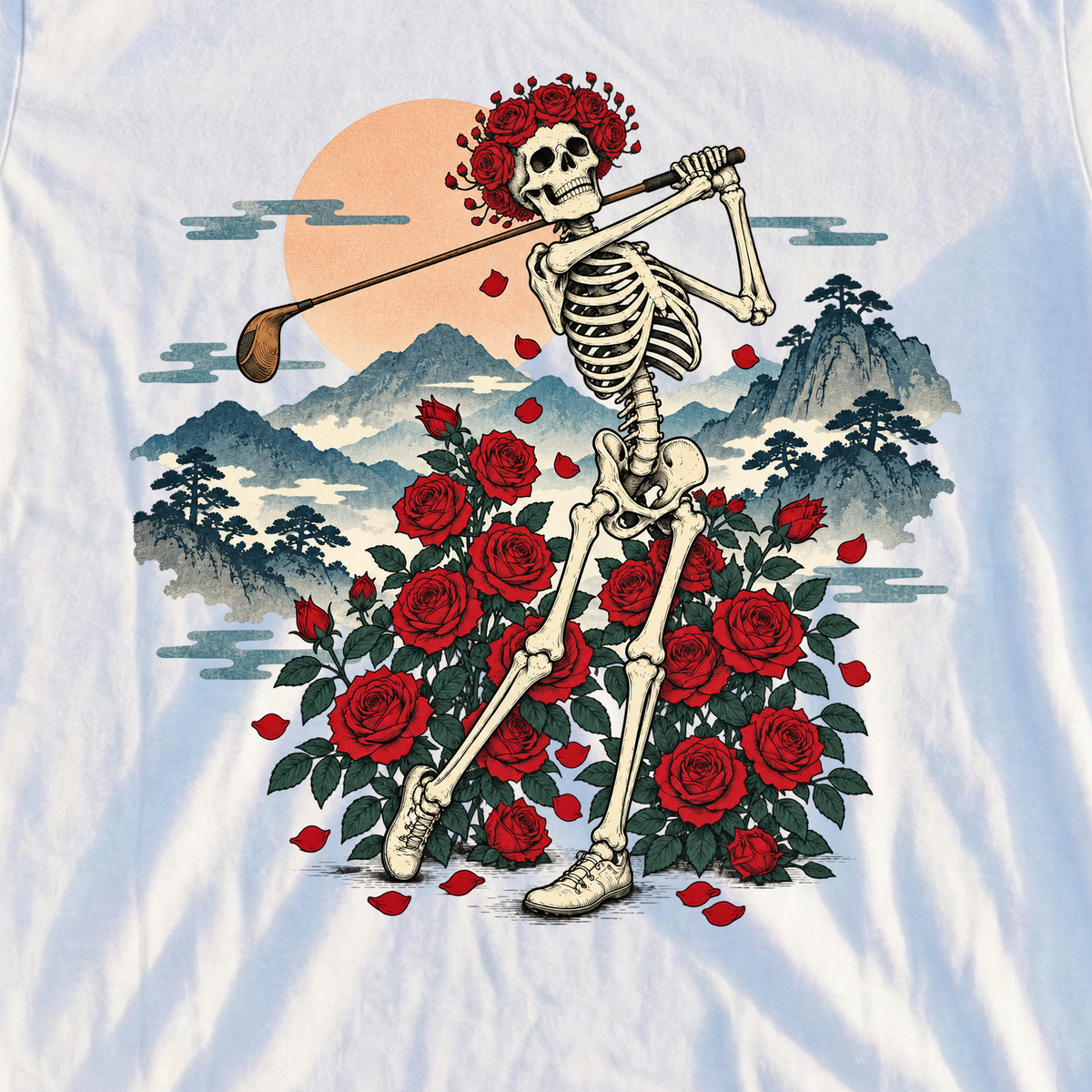 Swing Eternal Woodblock Tee, print close-up on White