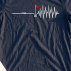 Hole In One Heartbeat Tee, print close-up on Navy