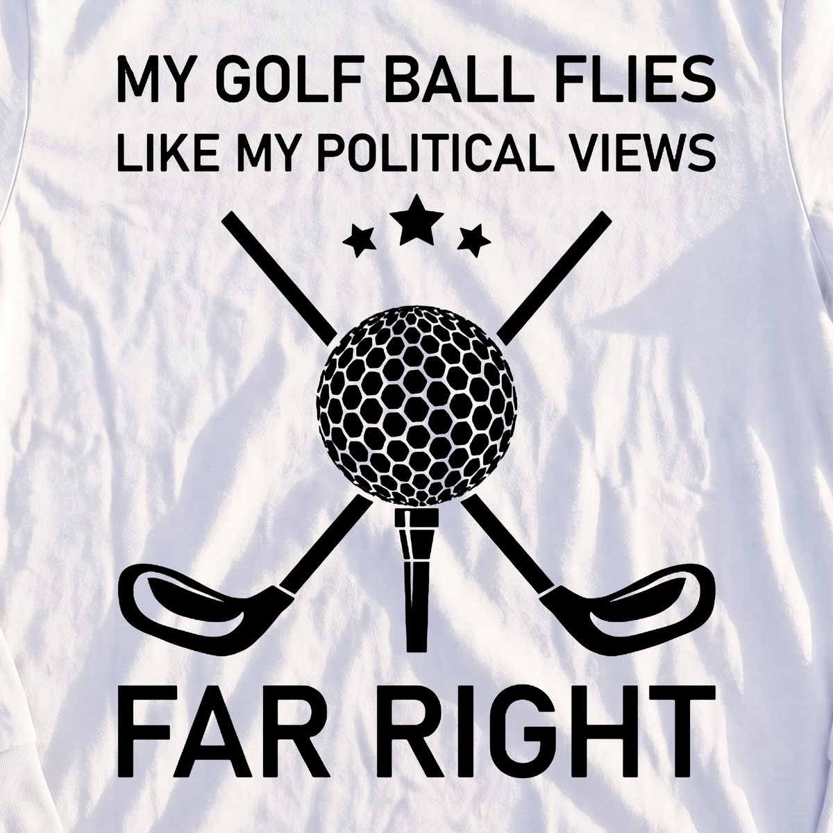 Far Right Long Sleeve Tee, print close-up on White