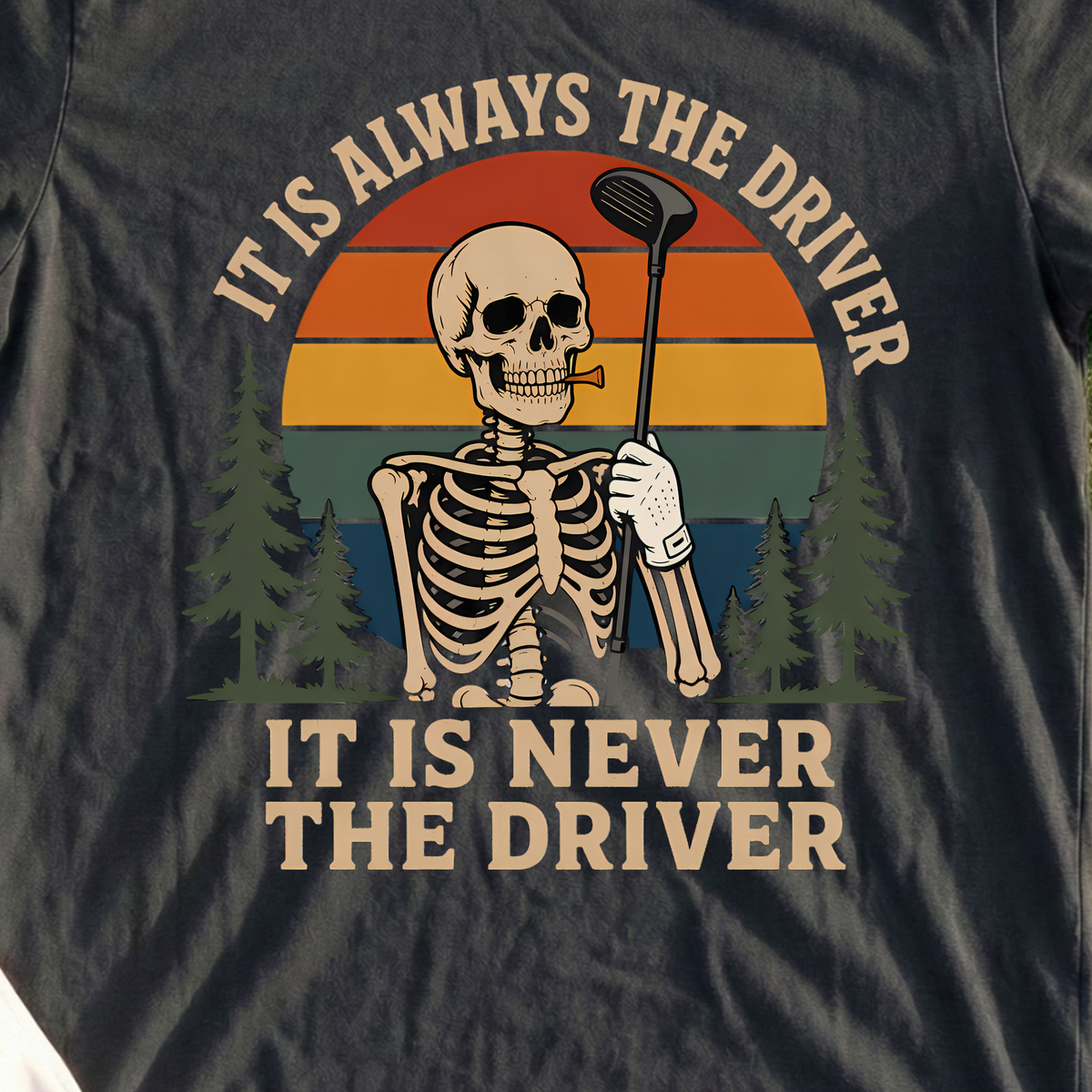 It's Always The Driver Tee, print close-up on Black