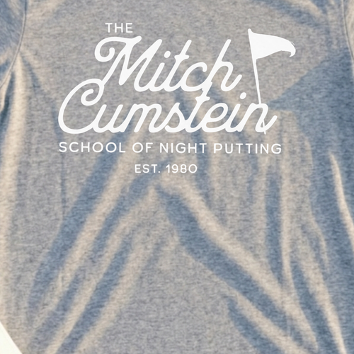 Mitch Cumstein School Of Night Putting Tee, print close-up on Sport Grey