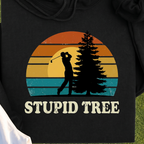 Stupid Tree Hoodie, print close-up on Black