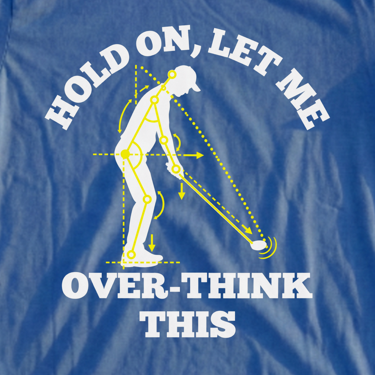 Overthinking Swing Analysis Tee, print close-up on Royal