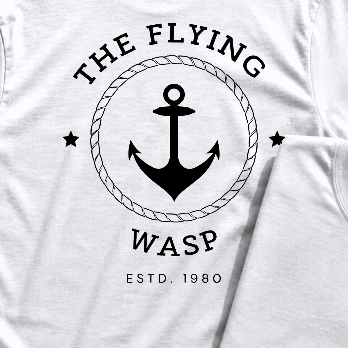 The Flying Wasp Back Print Tee, print close-up on White