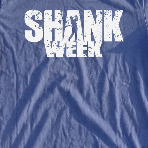 Shank Week Premium Tee, print close-up on Mystic Blue